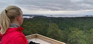 Maisema näköalatornilta Senatsbergetin hyvinvointipolulla Taalintehtaalla