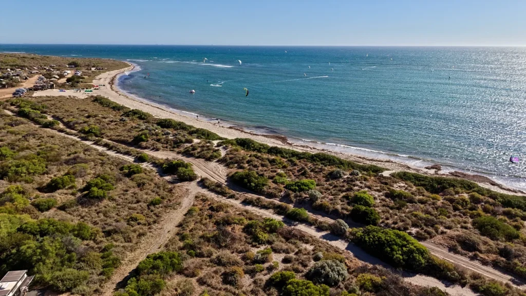 Coronation Beach  yläilmoista Länsi-Australiassa.