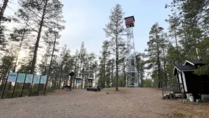 Pookivaaran palovartijan torni ja tupa Rokuan kansallispuistossa.