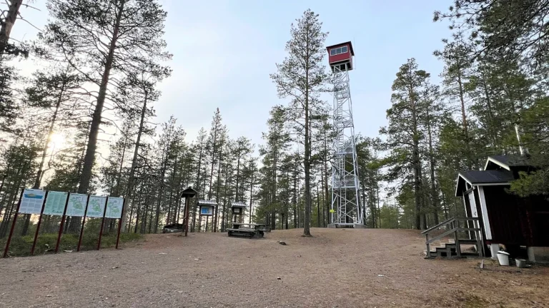 Pookivaaran palovartijan torni ja tupa Rokuan kansallispuistossa.
