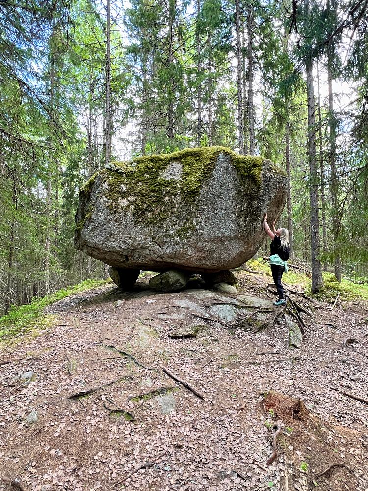 Iso kummallinen kivi Isojärven kansallispuistossa